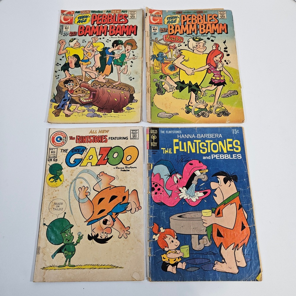 Vintage Hanna Barbera Flintstones Pebbles Bamm Bamm Comic Book Lot of 4 1970s